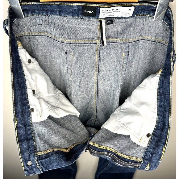 RVCA Jeans Mens Regulars The Balance Of Opposites Slim Blue Size 36 - Picture 10 of 15